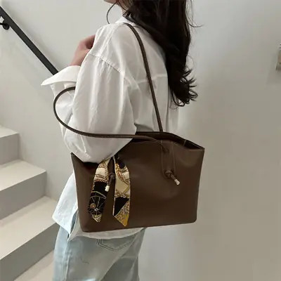 2026 Vintage Brown Leather Shoulder Tote Bag for Women