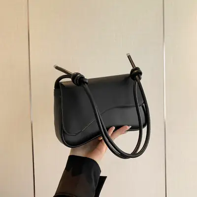 Black Square Flip Shoulder Bag for Women