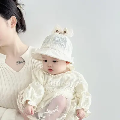 Pink Lace Sunshade Hat for Baby Girls Spring Autumn