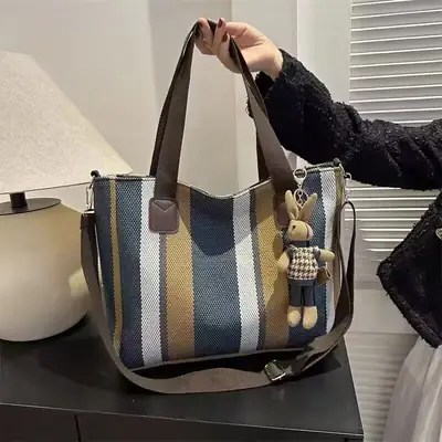 Striped Striped Tote Bag for Women Large Capacity Urban Travel