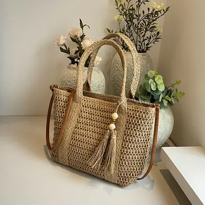 Korean Style Straw Woven Shoulder Bag for Women