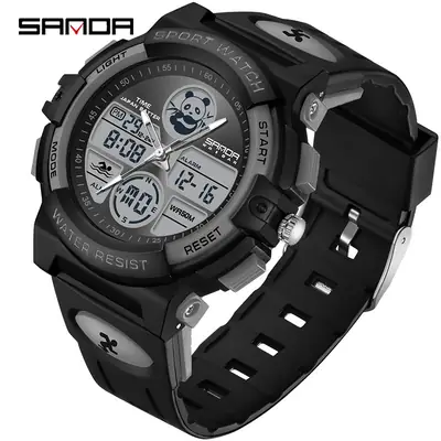 Sanda Multifunctional Waterproof Digital Watch Black Red Blue