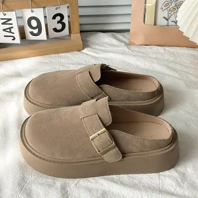 Women's Brown Platform Slip-On Socks Shoes