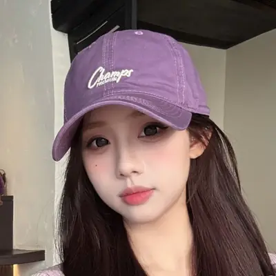 Pink Vintage Letter Baseball Cap Wide Brim Student Hat