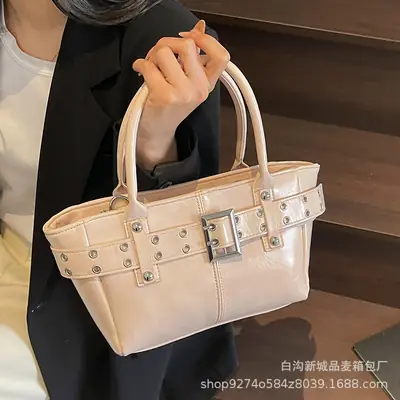 Cross-Border Large Capacity Shoulder Bag for Women, Beige, 2026 New Model