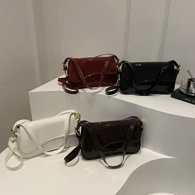 2025 New Mori Soft Patent Leather Bags in Black White Brown