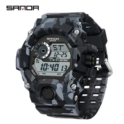 Sanda Camouflage Digital Alarm Watch for Men