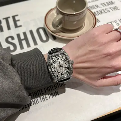 Men's Diamond Star Watch with Black Dial & Silver Band