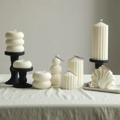 Nordic Minimalist Style White Ambiance Scented Candles, Geometric-Shaped Home Decor Candles, Cross-Border Gift Items