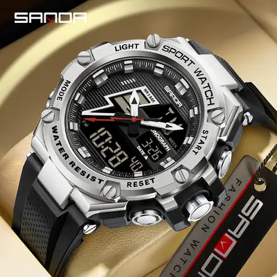 Sanda Waterproof Men's Dual Display Sports Watch
