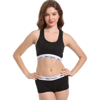 Women's Push-Up Shockproof Running Sports Bra Boxer Briefs Set