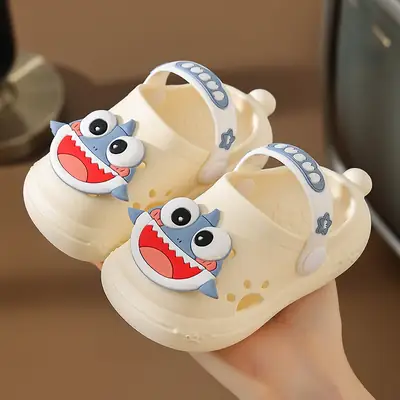 Children's Slippers Women's Summer Cave Shoes Cute Shark Small and Medium-sized Children's Baby Internet Popular Soft Bottom Non-slip Thick Bottom Men's Sandals