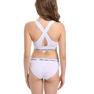 Women's Cross Back Vest Wireless Sports Bra Set