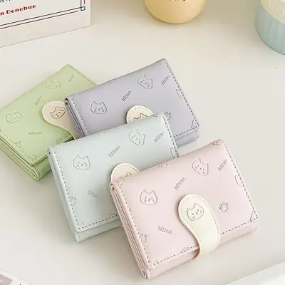 2025 Cute Cat Wallet for Girls, Ultra-Thin, Multi-Card, Coin Purse