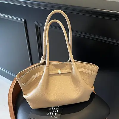 Women's Beige Leather Hand Bag 2025 New