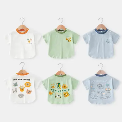 2025 Baby Printed T-Shirt Green Summer Boys Girls