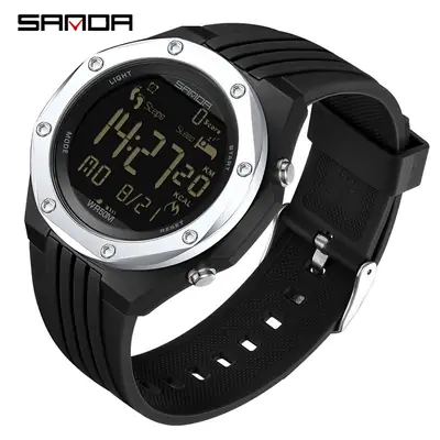 Red Digital Step Counter Men's Watch with Sleep Monitor