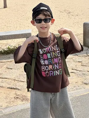 Boys K-Style 2025 Summer T-Shirt Denim Pants Set