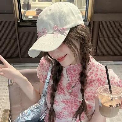 Women's Korean Bow Baseball Cap Sunscreen Wide Brim