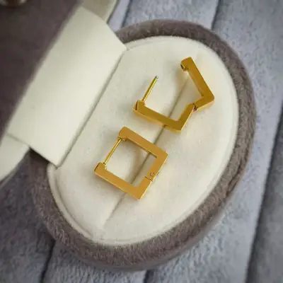 Geometric Square Earring Buckle 18k Gold Plated