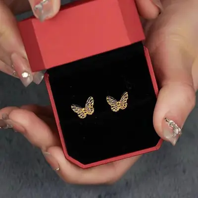 Golden Butterfly Bow Earrings for Women