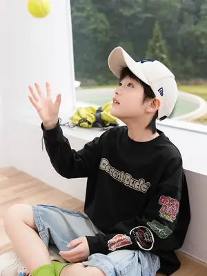 2025 Kids Long Sleeve T-Shirt Panda Round Coat Cotton Wholesale