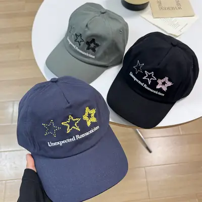 Unisex Star Embroidered Cap Women Men Spring Summer