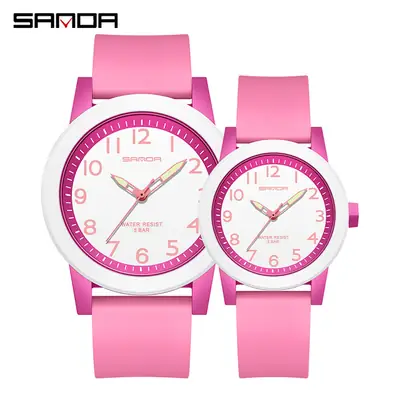 Sanda Couple Watches Blue Silicone Waterproof Quartz