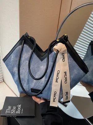 Women Blue Striped Shoulder Bag with Label