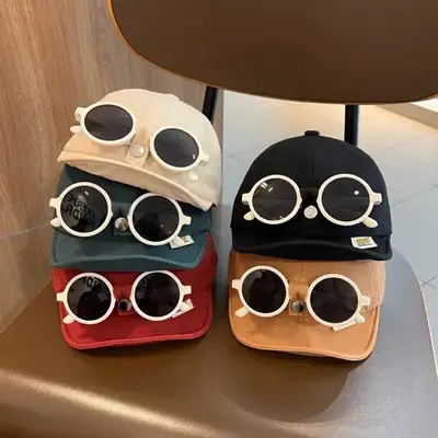 Soft Brim Sunglasses Cap for Boys Girls Outdoor Travel