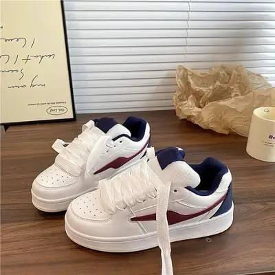 Women Retro Thick Bottom Casual Sneakers White Yellow