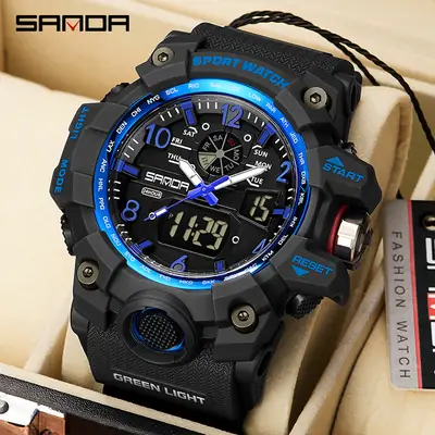 Sanda Sport Watch White Dual Display Waterproof