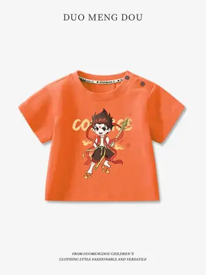 Boys Pink Cotton T-Shirt Nezha Print 2025