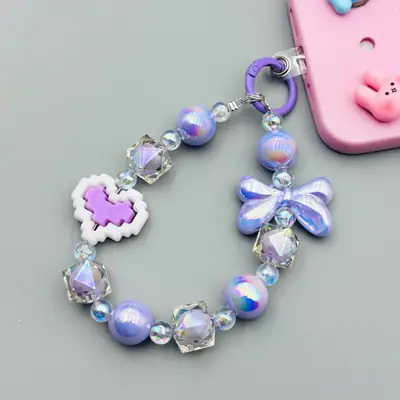 New Colored Beads Hanging Chain Keychain Pendant