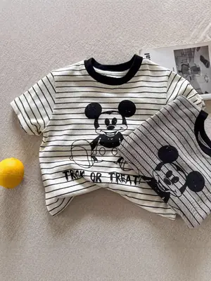 Kids Striped Mickey T-Shirt 2025 Summer