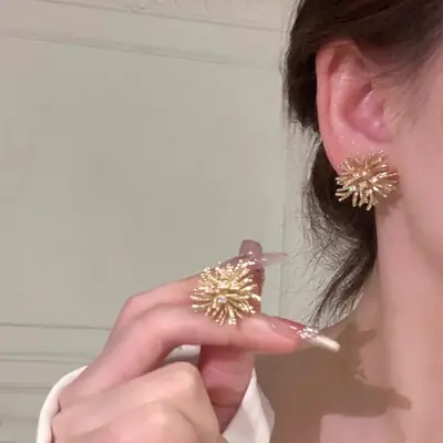 New Year Hymn Silver Fireworks Earrings for Women