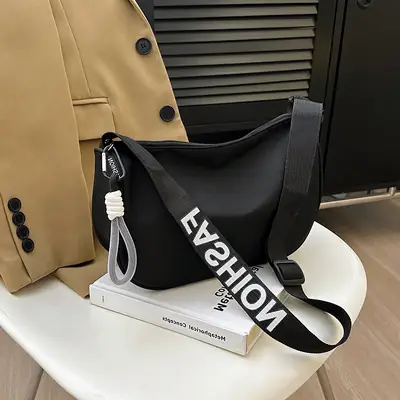 Black Korean Style Letter Crossbody Bag for Women