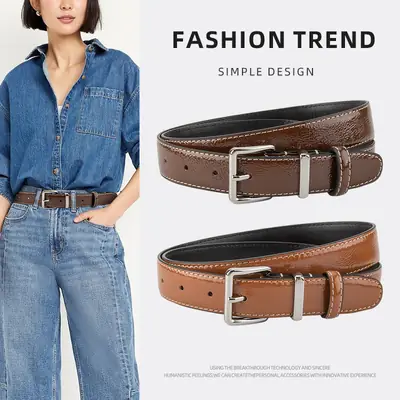Women Genuine Leather Paint Belt Vintage Decorative Suit Jeans Top Layer Cowhide Belt Women Wholesale in stock
