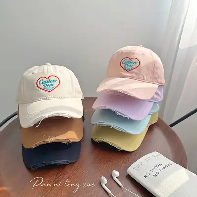 Korean Style Yellow Heart Cap for Girls Boys