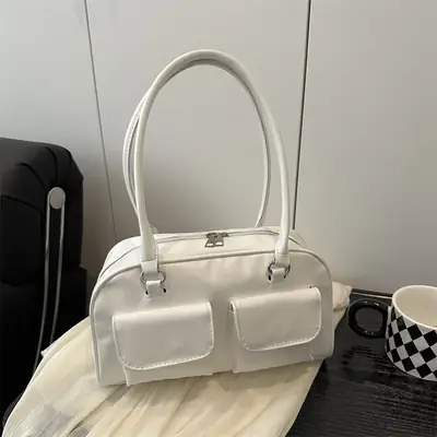 2025 White Neon Double Pocket Shoulder Bag