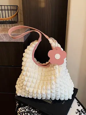 2025 Bubble Pleated Shoulder Crossbody Bag Women