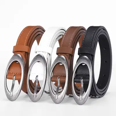 Crescent Rivet Belt for Women Black Silver