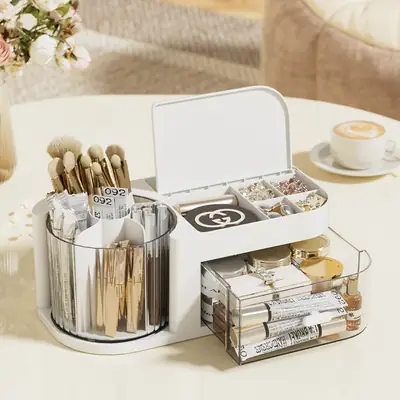 Wholesale Makeup Brush Storage with Rotatable Organizer