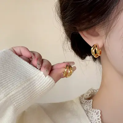 S925 Gold Needle Earrings for Women
