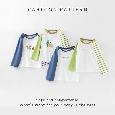 Boys Long Sleeve T-Shirt Baby Spring Dress Cartoon Base Shirt
