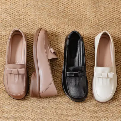 Women's British Style Leather Loafers Small 2025