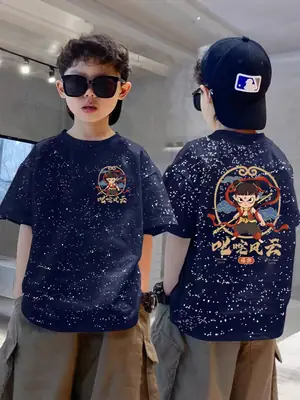 100% Cotton Boys Star T-Shirt Black Cartoon Summer Wear