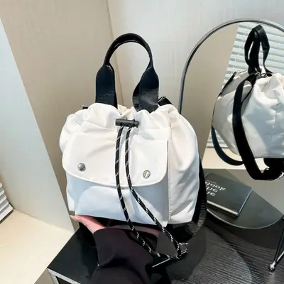 Women's White Black Contrast Shoulder Bag 2025