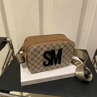 Women Crossbody Bag with Logo & Strap