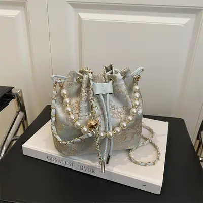 Pearl Embroidered Crossbody Bag for Women 2025 Spring